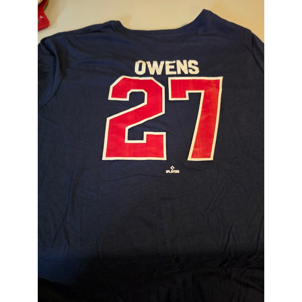 Fanatics Atlanta Braves Owens 27 Navy Blue V-Neck MLB T-Shirt Womens Large - Picture 3 of 3